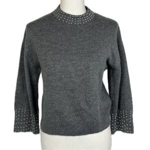 H&M Gray Faux Pearl Sweater S Preppy Old Money Country Club Academia Ivy League